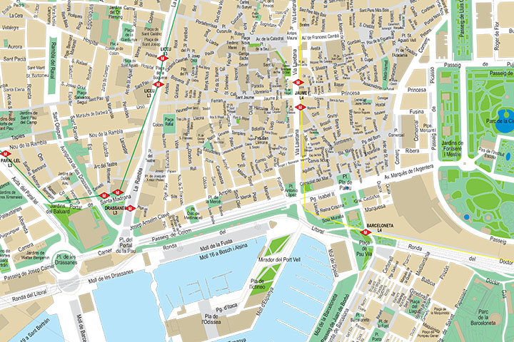 Barcelona City Center Street Map