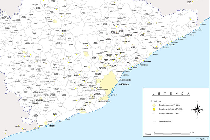 Maps of 50 spanish provinces with municipalities and their capitals