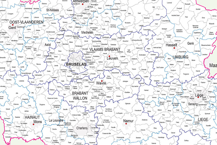 Mapa de Bélgica con municipios