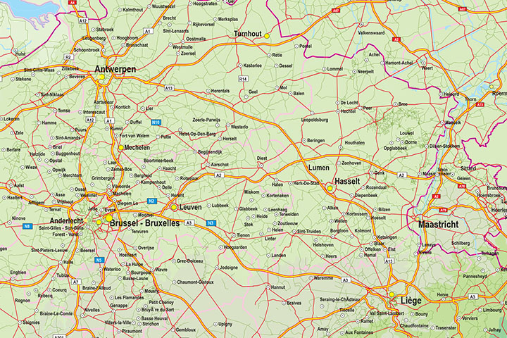Mapa de carreteras de Benelux