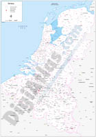 Mapa de Benelux  con regiones y codigos postales
