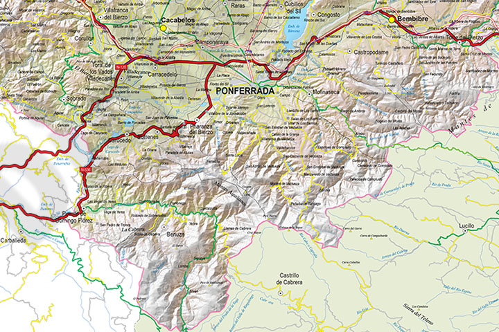 El Bierzo - Map of the Comarca (province of Leon, Spain)