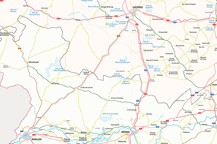 Mapa vectorial de Cáceres-Badajoz-Salamanca