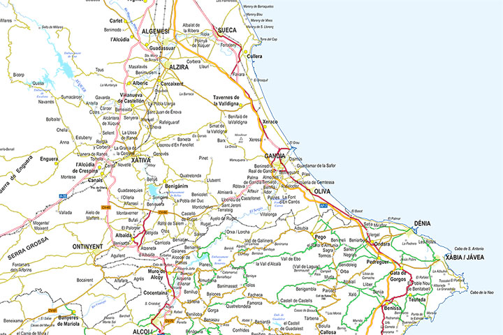 Mapa de carreteras de la Comunidad Valenciana
