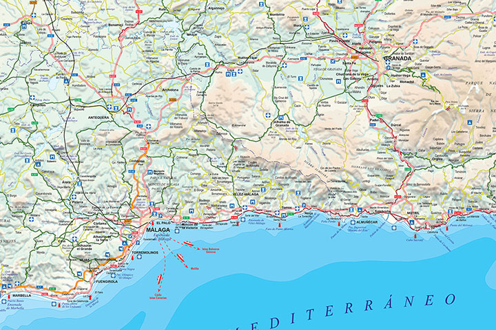 Costa del Sol political and geographical map