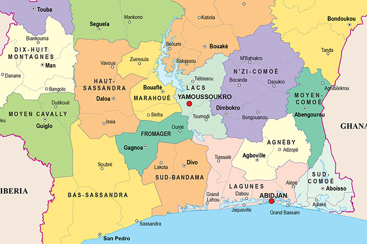 Mapa de Costa de Marfil