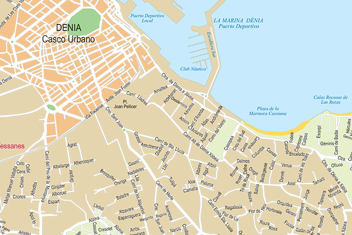 Denia (province of Alicante) - city map