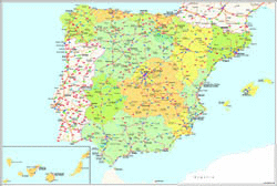 Major roads map of Spain and Portugal