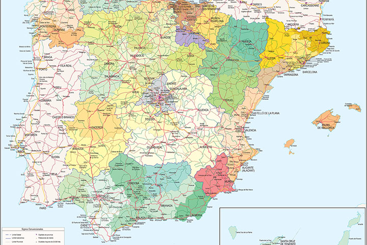  Mapa de España y Portugal ajustado a DIN A3