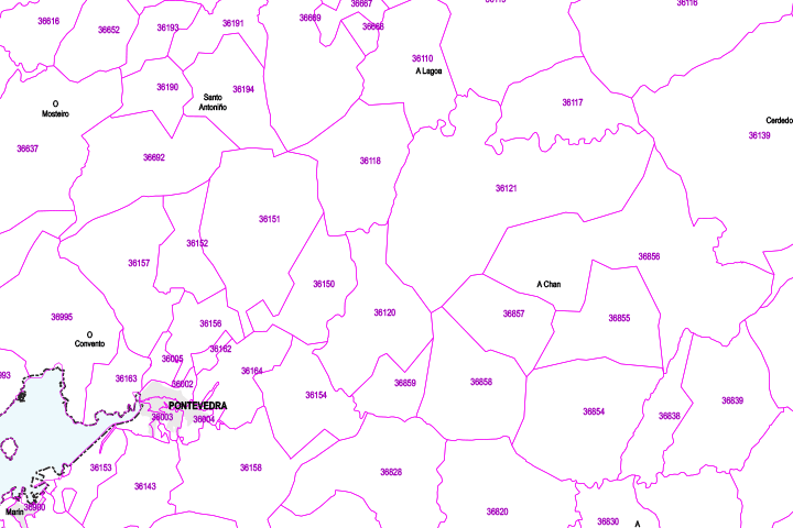  Map of Spain with all 5 digit postal codes