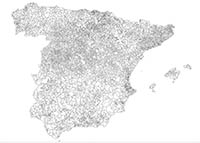 Spain map with municipal districts