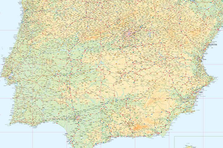   Mapa de carreteras de España y Portugal