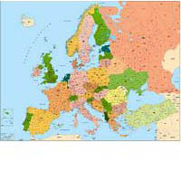  Map of Europe with 2-digit postal codes