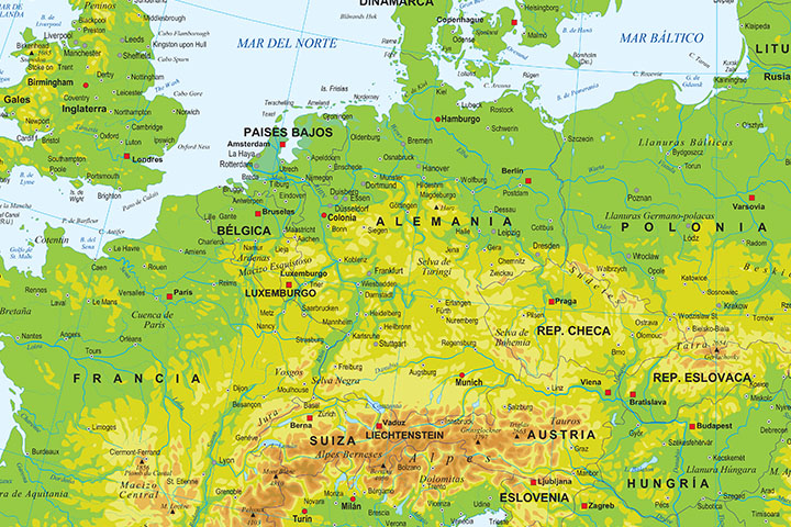 Mapa de Europa - relieve vectorial