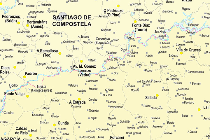Galicia map with municipalities