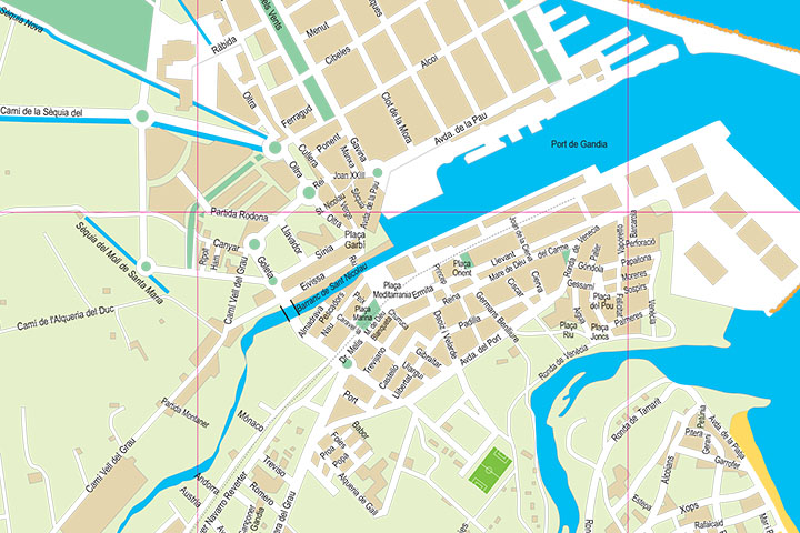 Gandia (Valencia, Spain) city map