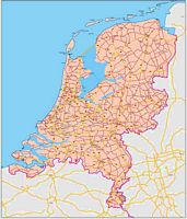 Mapa de Países Bajos (Holanda) con carreteras
