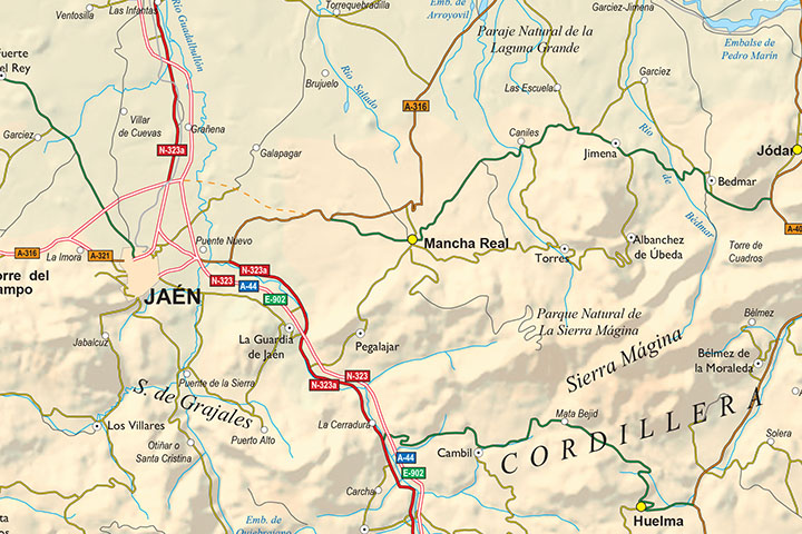 Mapa de la provincia de Jaen
