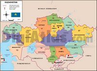 Mapa de Kazajstán con regiones y codigos postales