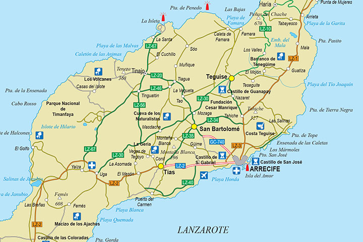 Map of Lanzarote island (canary islands)