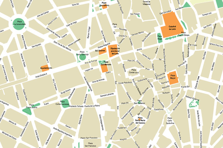 León (Spain) - center of city map