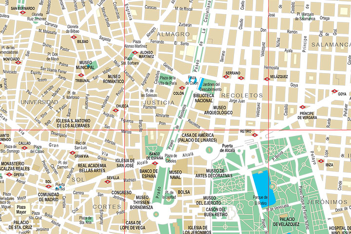 Madrid center city map