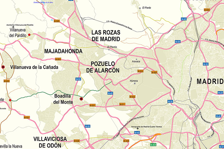 Madrid - Detallado mapa de la Comunidad