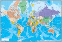 Physical-Political Poster World map
