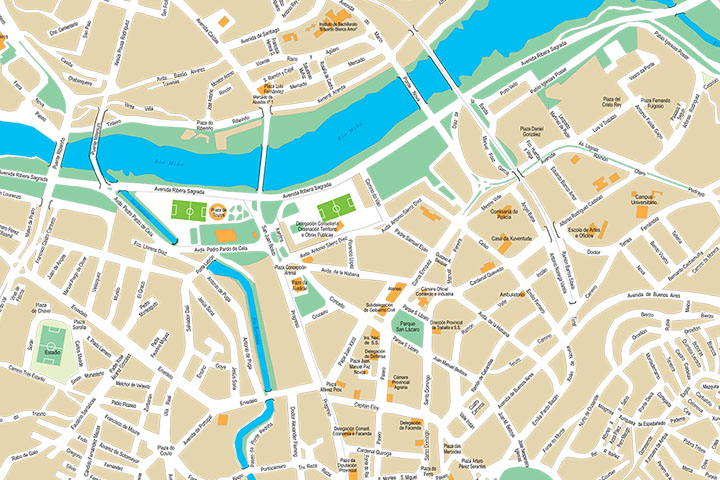Ourense - city map of the center