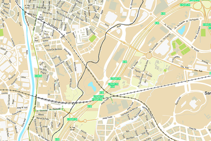 Plano callejero vectorial de Rubí y parte de Sant Cugat