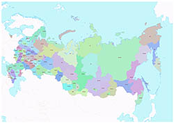 Mapa de Rusia con regiones y codigos postales