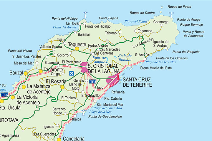 Mapa de la provincia de Santa Cruz  de Tenerife