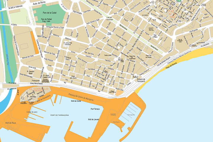Mapes vectorials de Tarragona, Tortosa i Barcelona
