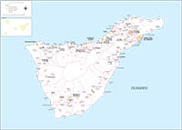 Tenerife - map of the island with municipalities and postal codes