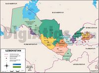 Mapa de Uzbekistán con regiones y codigos postales