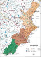 Valencia, Murcia and Almeria provinces map