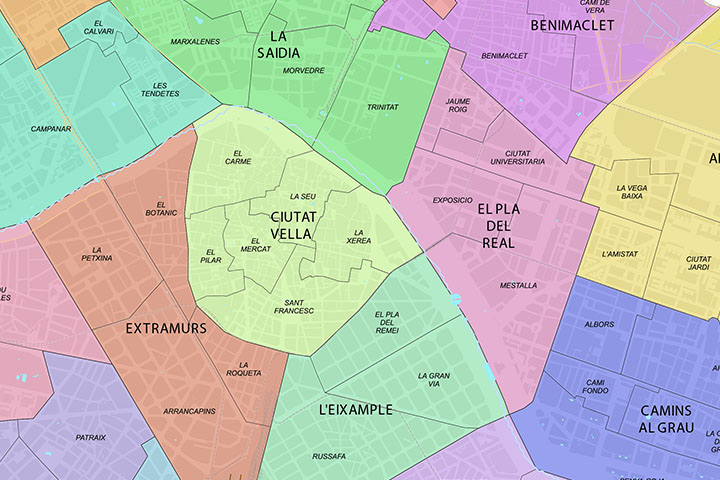 Valencia - districts and neighborhoods