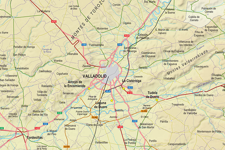 Mapa de la provincia de Valladolid