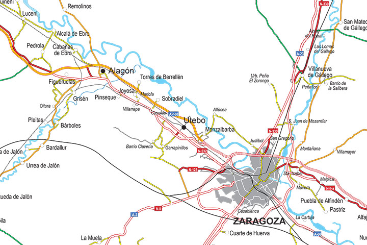 Mapa de la provincia de Zaragoza
